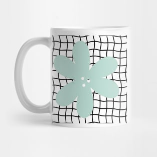 Abstract Flower on Grid - Pastel teal green Mug